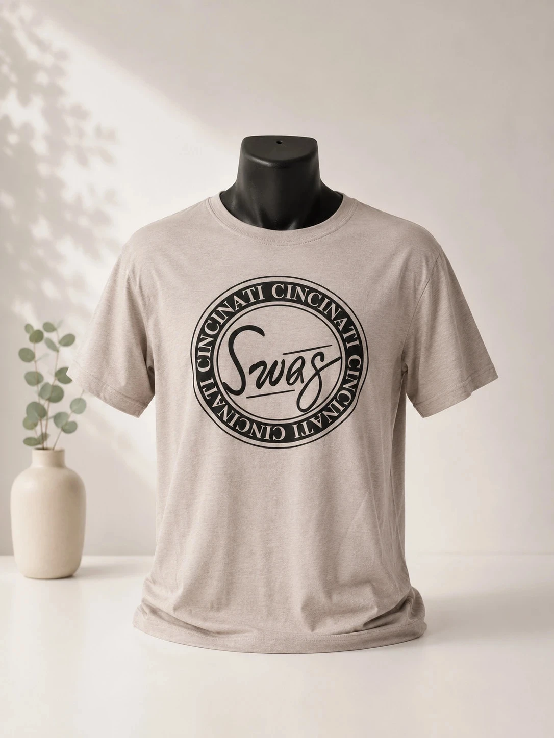 T-shirt Homme Gris Clair Chiné Cincinnati & Co Imprimé "SWAG" Noir - Taille M